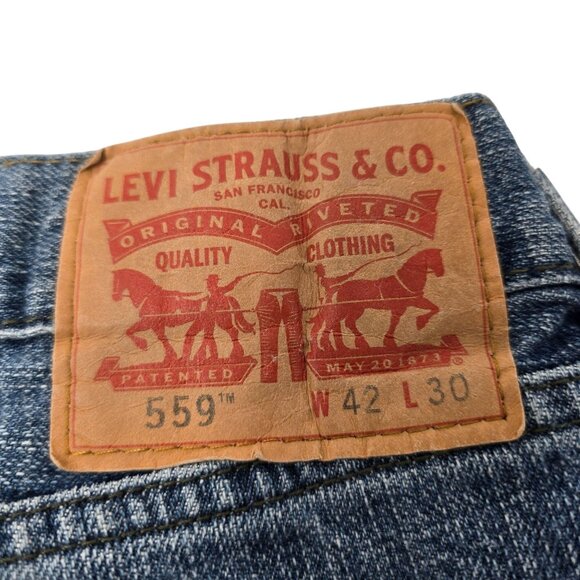 Levis 559 Blue Jeans 42X30 Relaxed Straight Leg Denim - Picture 7 of 7
